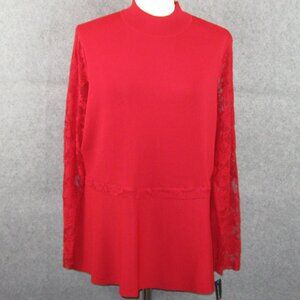 INC International Concepts Peplum Hem Sweater Red 2X NWT